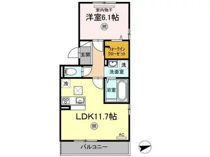 カーサ・ソレイユⅡ(1LDK/1階)の間取り写真