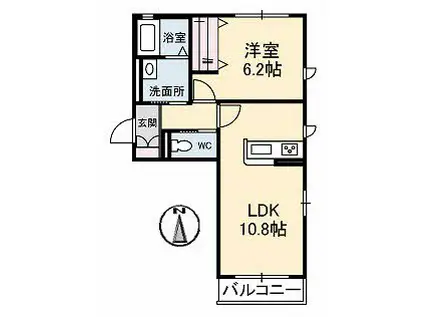プロスペール(1LDK/2階)の間取り写真