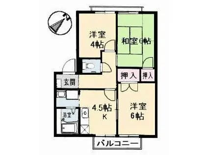 フレグランス邑久郷(3K/2階)の間取り写真