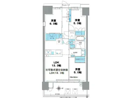 ブランシエラ岡山(3LDK/3階)の間取り写真