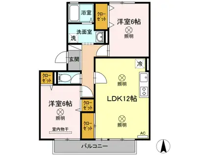 アーバンツインピア湊(2LDK/2階)の間取り写真