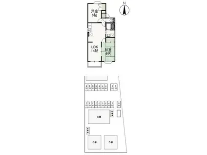 メゾンヴェルデD(2LDK/2階)の間取り写真