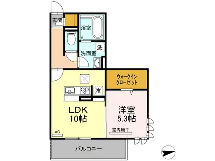 アフレシア浜(1LDK/1階)の間取り写真