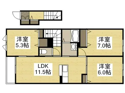 ラ・ヴィータ高屋 参番館(3LDK/2階)の間取り写真