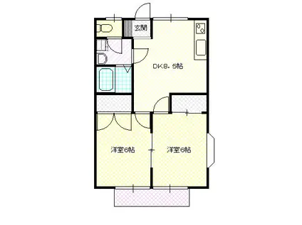 コーポ・ロゼ(2DK/2階)の間取り写真