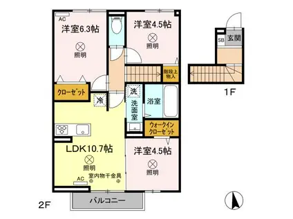 SHINEPEACE(3LDK/2階)の間取り写真