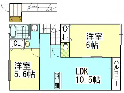 ファインⅡ(2LDK/2階)の間取り写真