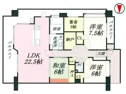 フローレンス柳川筋グランドアーク(3LDK/2階)の間取り写真