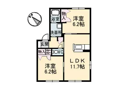 シャーメゾン松新(2LDK/2階)の間取り写真