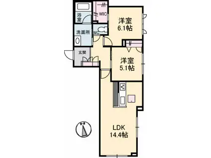 LA PEINTURE(2LDK/1階)の間取り写真