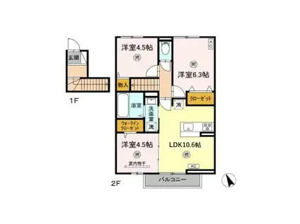 LA・MICHELLE(3LDK/2階)の間取り写真