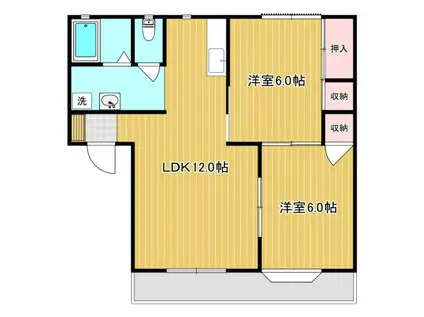 村北グリーンハイツB棟(2LDK/1階)の間取り写真