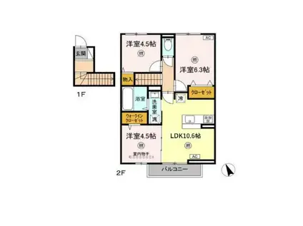 LA・MICHELLE(3LDK/2階)の間取り写真