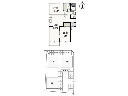 パストラーレC(2LDK/2階)の間取り写真