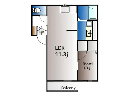 ラ・パルテール国富壱番館(1LDK/1階)の間取り写真