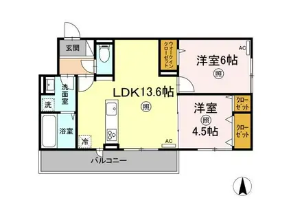 メゾン ド クレア(2LDK/3階)の間取り写真