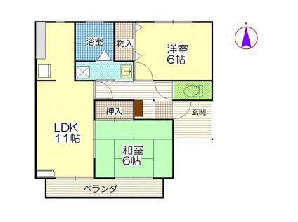 フォレスト東平島 A棟(2LDK/2階)の間取り写真