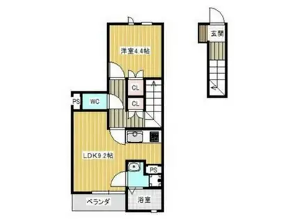 FORTUNA平井 B棟(1LDK/2階)の間取り写真