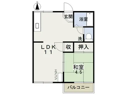 プランドール高屋(1LDK/2階)の間取り写真