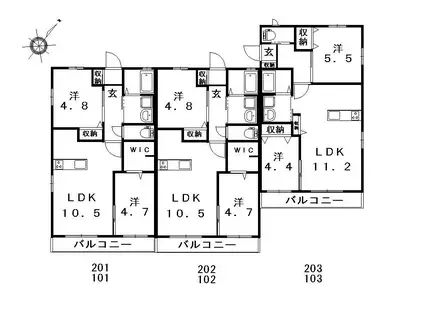 ラ・セーヌ藤崎A(2LDK/1階)の間取り写真
