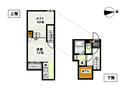 ADC高島駅東(1K/2階)の間取り写真