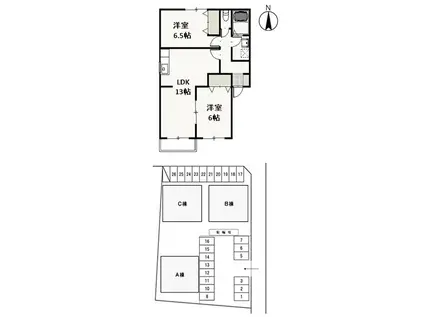 パストラーレB(2LDK/2階)の間取り写真