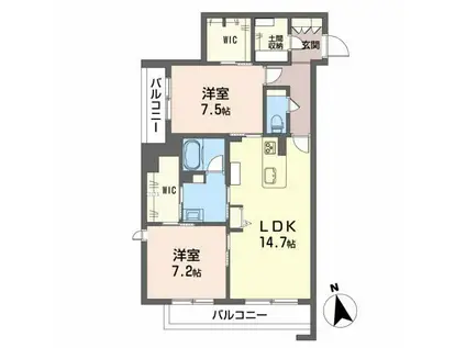 リュミエール(2LDK/2階)の間取り写真