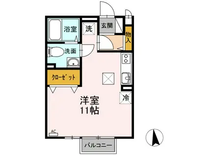 DOLCE(ワンルーム/1階)の間取り写真