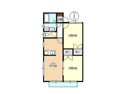 コーポ・ロゼ(2LDK/2階)の間取り写真