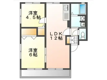 メゾンボヌール(2LDK/1階)の間取り写真