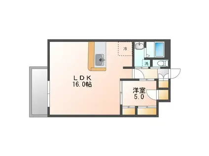 カネツグマンション(1LDK/3階)の間取り写真