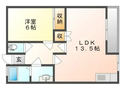 メゾン大森Ⅲ(1LDK/2階)の間取り写真