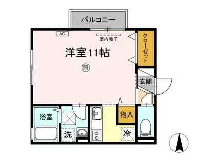 第5関ニューバリヤ(ワンルーム/1階)の間取り写真