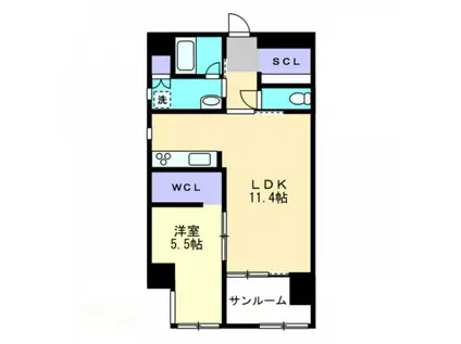 ハアラン内山下(1LDK/2階)の間取り写真