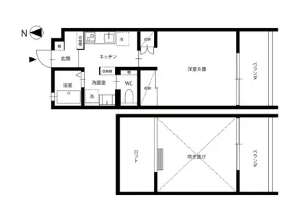クレル西川原 N棟(1K/1階)の間取り写真