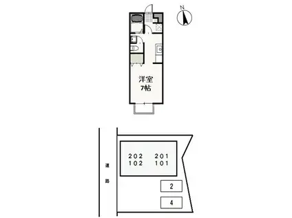 アルエット国富(1K/1階)の間取り写真