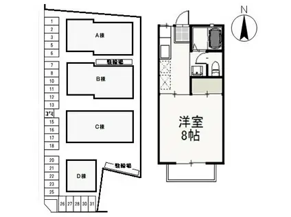 クライン・ブリュッケA(1K/2階)の間取り写真
