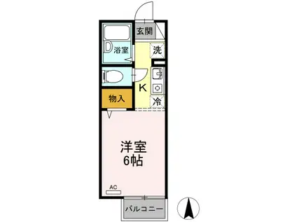 グリーンハピネス(ワンルーム/2階)の間取り写真