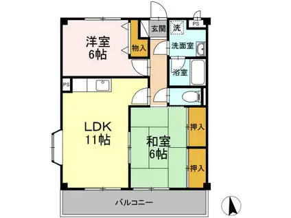 みゆきマンション(2LDK/2階)の間取り写真