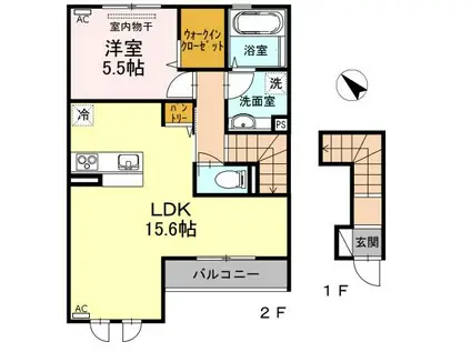 山陽本線 高島駅(岡山) 徒歩10分 2階建 築12年(1LDK/2階)の間取り写真