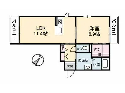 岡山電軌東山本線 中納言駅 徒歩19分 3階建 築9年(1LDK/3階)の間取り写真