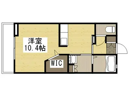 PRONUBE関B(1K/2階)の間取り写真