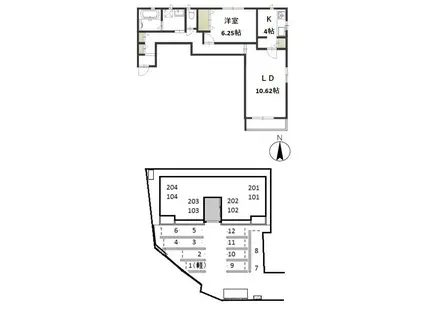 ドゥミュミュール(1LDK/2階)の間取り写真