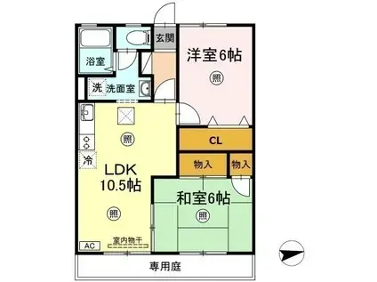 ディアコート(2LDK/1階)の間取り写真