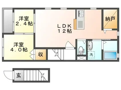 シャガール A・B棟(2LDK/2階)の間取り写真