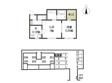 イーストヒルズ(1LDK/1階)の間取り写真