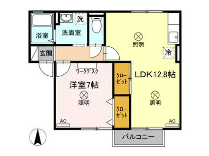 メゾン・ミ・モレ(1LDK/2階)の間取り写真