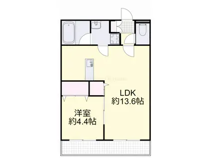 岡山電軌清輝橋線 清輝橋駅 バス乗車時間：8分 日赤病院入口バス停で下車 徒歩6分 3階建 築12年(1LDK/1階)の間取り写真