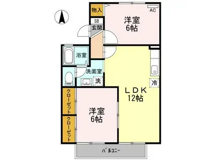 プレールSEGAWA A棟(2LDK/2階)の間取り写真