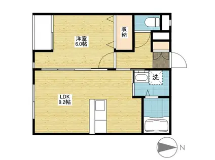 スカイヒルズⅡ(1LDK/1階)の間取り写真